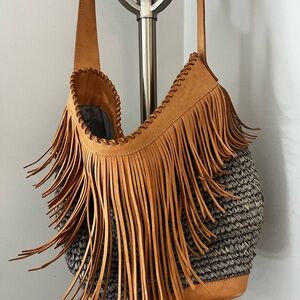Cocobelle straw bag with leather trim